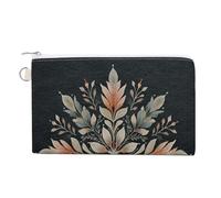 Jubonexis Sac portefeuille en toile, imprimé flocon de neige botanique, porte-monnaie à fermeture éclair, petit sac à cosmétiques