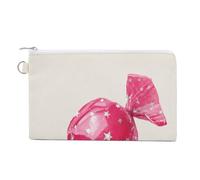 Jubonexis Sac portefeuille en toile, joli sac à bonbons rond enveloppé dans du papier rose imprimé, porte-monnaie à fermeture éclair, petit sac à cosmétiques