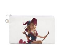 Jubonexis Sac portefeuille en toile, jolie sorcière sexy volant sur le balai, porte-monnaie à fermeture éclair, petite trousse de maquillage