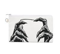 Jubonexis Sac portefeuille en toile, mains tenant du papier noir et blanc, porte-monnaie à fermeture éclair, petit sac à cosmétiques
