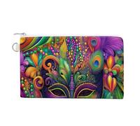 Jubonexis Sac portefeuille en toile, masque coloré avec imprimé tourbillons, porte-monnaie à fermeture éclair, petite trousse de maquillage