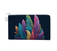 Jubonexis Sac portefeuille en toile, masque de carnaval coloré avec plumes, porte-monnaie, sac à main à fermeture éclair, petit sac à cosmétiques