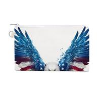 Jubonexis Sac portefeuille en toile, motif aigle déployant ses ailes face à l'avant, porte-monnaie imprimé, porte-monnaie à fermeture éclair, petit sac à cosmétiques