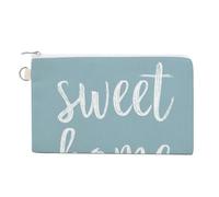 Jubonexis Sac portefeuille en toile, mots simples Sweet Home et marguerite imprimé porte-monnaie, porte-monnaie à fermeture éclair, petite trousse de maquillage