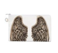 Jubonexis Sac portefeuille en toile, paire d'ailes d'ange, porte-monnaie, porte-monnaie à fermeture éclair, petit sac à cosmétiques
