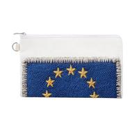 Jubonexis Sac portefeuille en toile, patch de drapeau de l'Union européenne imprimé, porte-monnaie à fermeture éclair, petit sac à cosmétiques