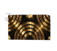 Jubonexis Sac portefeuille en toile, porte-monnaie à motifs circulaires dorés métallisés lumineux, imprimé géométrique, porte-monnaie à fermeture éclair, petite trousse de maquillage