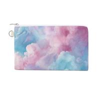 Jubonexis Sac portefeuille en toile, rose tranquille bleu, vert, imprimé ciel abstrait, porte-monnaie, porte-monnaie à fermeture éclair, petite trousse de maquillage