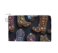 Jubonexis Sac portefeuille en toile, sac à monnaie avec fermeture éclair, motif cowboy sauvage ouest des années 80, sac à maquillage