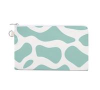 Jubonexis Sac portefeuille en toile, simple motif vague verte, porte-monnaie, porte-monnaie à fermeture éclair, petit sac à cosmétiques