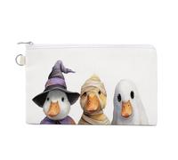 Jubonexis Sac portefeuille en toile, trois canards mignons, costume d'Halloween, porte-monnaie, porte-monnaie à fermeture éclair, petite trousse de maquillage