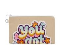 Jubonexis Sac portefeuille en toile, « You Got This » rétro années 70 avec lettrage à bulles, porte-monnaie à fermeture éclair, petite trousse de maquillage