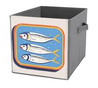 Jubonexis Sardines in A Can Cube de rangement en forme de cubes de rangement pliables en tissu décoratif avec poignées pour étagères, placards, 27 x 27 cm