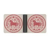 Jubonexis Scandanavian Folk A Horse Portefeuille à deux volets en cuir synthétique souple pour pièces de monnaie, carte de crédit, porte-cartes fin pour homme et femme