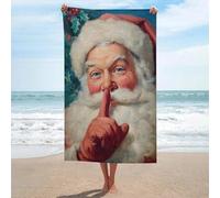 Jubonexis Serviette de plage en microfibre anti-sable Père Noël en un silence - Grande serviette de douche multi-usages absorbante pour salle de bain et piscine - 130 x 80 cm