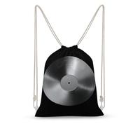 Jubonexis Silver Vynil Record Sac à dos minimaliste avec cordon de serrage en toile et cordon de serrage pour homme et femme
