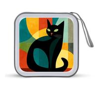 Jubonexis Simple Black Cat Minimaliste Boîtier de rangement CD DVD Portable