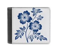 Jubonexis Simple Folk Art Portefeuille à deux volets en cuir synthétique souple avec deux fleurs, porte-monnaie, carte de crédit, porte-cartes fin pour homme et femme
