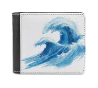 Jubonexis Simple Ocean Waves Portefeuille à deux volets en cuir PU souple, porte-monnaie, carte de crédit, porte-cartes fin pour homme et femme