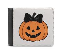 Jubonexis Simplistic Jack-o'-Lantern Portefeuille à deux volets en cuir synthétique souple avec porte-monnaie et carte de crédit pour homme et femme