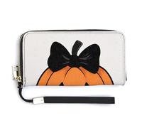 Jubonexis Simplistic Jack-o'-Lantern Portefeuille long en cuir synthétique à deux volets, porte-monnaie, carte de crédit, porte-cartes et argent pour homme et femme