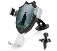 Jubonexis Sorcière dans les bois avec balai - Support de téléphone de voiture - Triangle - Base à clip - Pour grille d'aération - Accessoires automobiles pour smartphones de 4 à 6 pouces