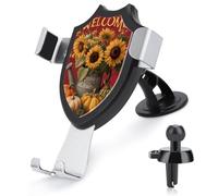 Jubonexis Sunflowers Welcome Friend Support de téléphone de voiture triangulaire à clip pour grille d'aération Accessoires automobiles pour smartphones de 4 à 6 pouces