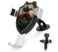 Jubonexis Support de téléphone à deux mains tenant une couronne à feuilles persistantes - Support de téléphone portable triangulaire à clip pour grille d'aération - Accessoires automobiles pour