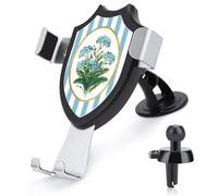 Jubonexis Support de téléphone de voiture à rayures bleu pâle et blanc à motif de fleurs aquarelle sur base triangulaire pour grille d'aération - Accessoires automobiles pour smartphones de 4 à 6