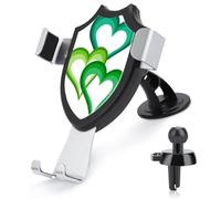 Jubonexis Support de téléphone de voiture à trois cœurs verts avec base triangulaire à clip pour grille d'aération - Accessoires automobiles pour smartphones de 4 à 6 pouces