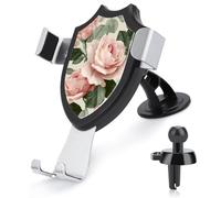 Jubonexis Support de téléphone de voiture avec base triangulaire pour grille d'aération de 4 à 6 pouces - Rose pâle et feuilles vertes sauge