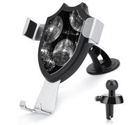 Jubonexis Support de téléphone de voiture avec boules disco noires et blanches - Support triangulaire à clip pour grille d'aération - Accessoires automobiles pour smartphones de 4 à 6 pouces