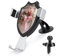 Jubonexis Support de téléphone de voiture avec nœud rose et couronne de fleurs - Support triangulaire à clip pour grille d'aération - Accessoires automobiles pour smartphones de 4 à 6 pouces