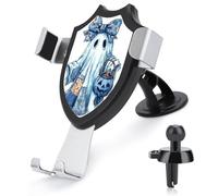 Jubonexis Support de téléphone de voiture bleu denim fantôme citrouille seau arc support triangle clip base grille d'aération téléphone portable voiture accessoires automobiles pour smartphones