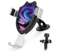 Jubonexis Support de téléphone de voiture coloré violet ciel aurore boréale support triangle clip base grille d'aération support de téléphone portable voiture accessoires automobiles pour smartphones