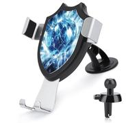 Jubonexis Support de téléphone de voiture en forme de ballon de football en cristal bleu avec base triangulaire à clip pour grille d'aération - Accessoires automobiles pour smartphones de 4 à 6 pouces