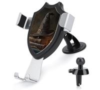 Jubonexis Support de téléphone de voiture en forme de chapeau de sorcière sur le dessus des livres, support triangulaire à clip pour grille d'aération, accessoires automobiles pour smartphones de 4 à