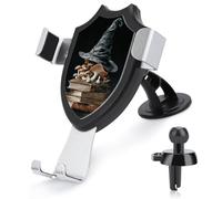 Jubonexis Support de téléphone de voiture en forme de chapeau de sorcière sur plusieurs livres, champignons, support de téléphone portable, support de téléphone portable, accessoires automobiles pour