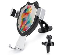 Jubonexis Support de téléphone de voiture en forme de chat en polygones pastel lumineux - Support triangulaire à clip pour grille d'aération - Accessoires automobiles pour smartphones de 4 à 6 pouces
