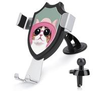 Jubonexis Support de téléphone de voiture en forme de chat mignon dans un chapeau de soleil Support de téléphone portable Triangle Clip Base Grille d'aération Support de téléphone portable Accessoires