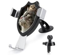 Jubonexis Support de téléphone de voiture en forme de chat portant une couronne - Support triangulaire à clip pour grille d'aération - Accessoires automobiles pour smartphones de 4 à 6 pouces