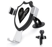 Jubonexis Support de téléphone de voiture en forme de cœur noir écrit à la main - Support triangulaire à clip pour grille d'aération - Accessoires automobiles pour smartphones de 4 à 6 pouces