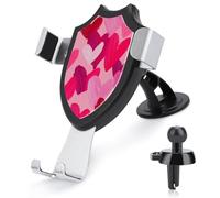 Jubonexis Support de téléphone de voiture en forme de cœur rose avec base triangulaire pour grille d'aération, accessoires automobiles pour smartphones de 4 à 6 pouces