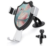 Jubonexis Support de téléphone de voiture en forme de cygne avec petite couronne dorée rose pâle - Support triangulaire à clip pour grille d'aération - Accessoires automobiles pour smartphones de 4 à