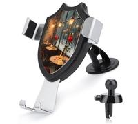 Jubonexis Support de téléphone de voiture en forme de fenêtre de café avec motif fleurs de rose triangulaire, base à clip pour grille d'aération, accessoires automobiles pour smartphones portables de