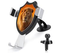 Jubonexis Support de téléphone de voiture en forme de lion amical sur orange - Support triangulaire à clip pour grille d'aération - Accessoires automobiles pour smartphones de 4 à 6 pouces