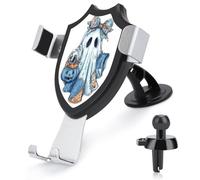 Jubonexis Support de téléphone de voiture en forme de seau de citrouille bleu fantôme d'Halloween avec base triangulaire à clip pour grille d'aération - Accessoires automobiles pour smartphones de 4 à