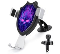 Jubonexis Support de téléphone de voiture en forme de tête de mort avec flammes noires et violettes - Support triangulaire à clip pour grille d'aération - Accessoires automobiles pour smartphones de 4