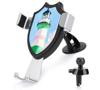 Jubonexis Support de téléphone de voiture en forme de tour de phare à rayures vertes et blanches - Support triangulaire à clip pour grille d'aération - Accessoires automobiles pour smartphones de 4 à