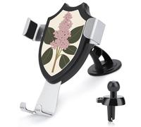 Jubonexis Support de téléphone de voiture en grappes de fleurs de lilas d'art botanique du milieu du siècle - Support de téléphone triangulaire à clip pour grille d'aération - Accessoires automobiles